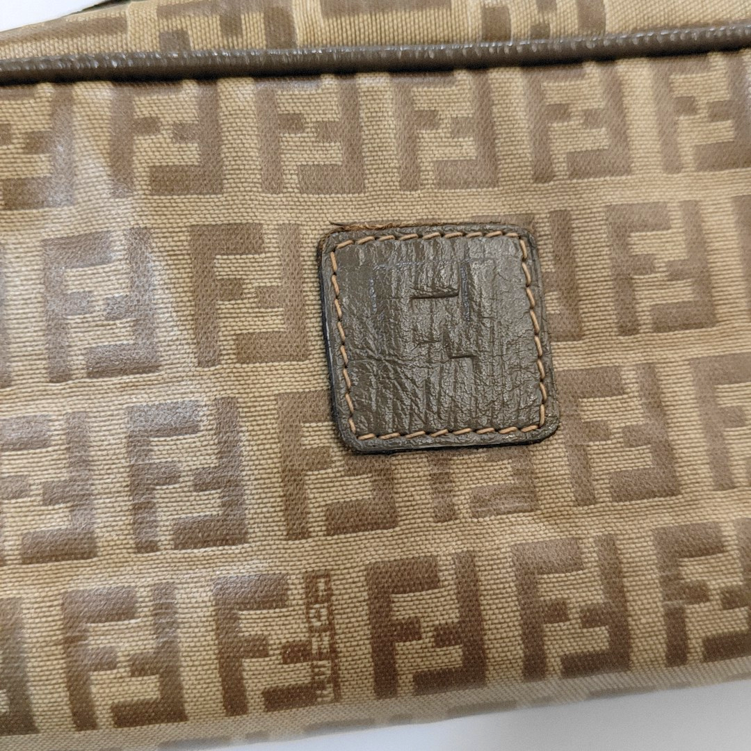 FENDI 棕色涂层帆布双F手拿包 Golden hardware-(SKU)-954837981