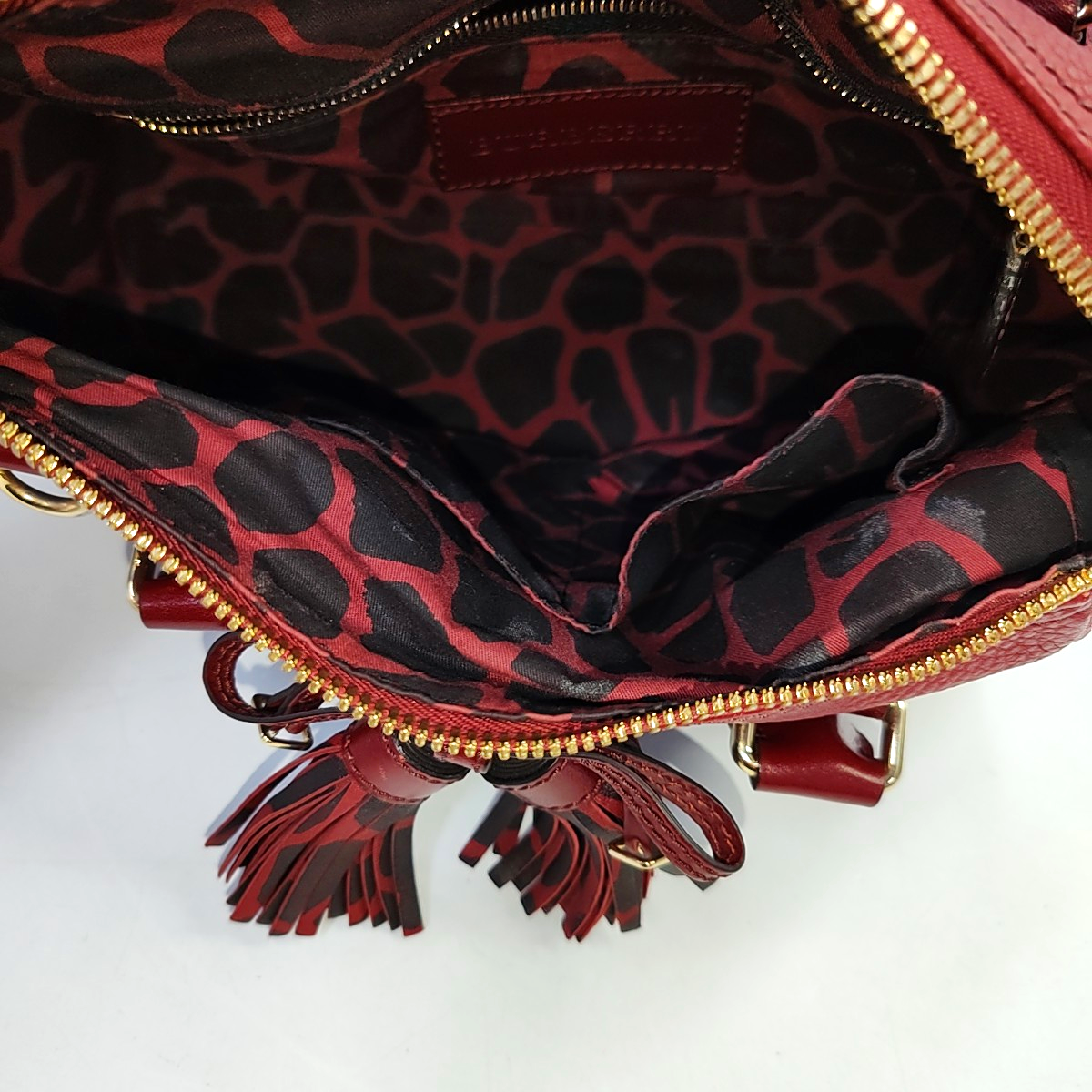 BURBERRY Red Leather Fringe Shoulder Bag Golden hardware-(SKU)-947960659