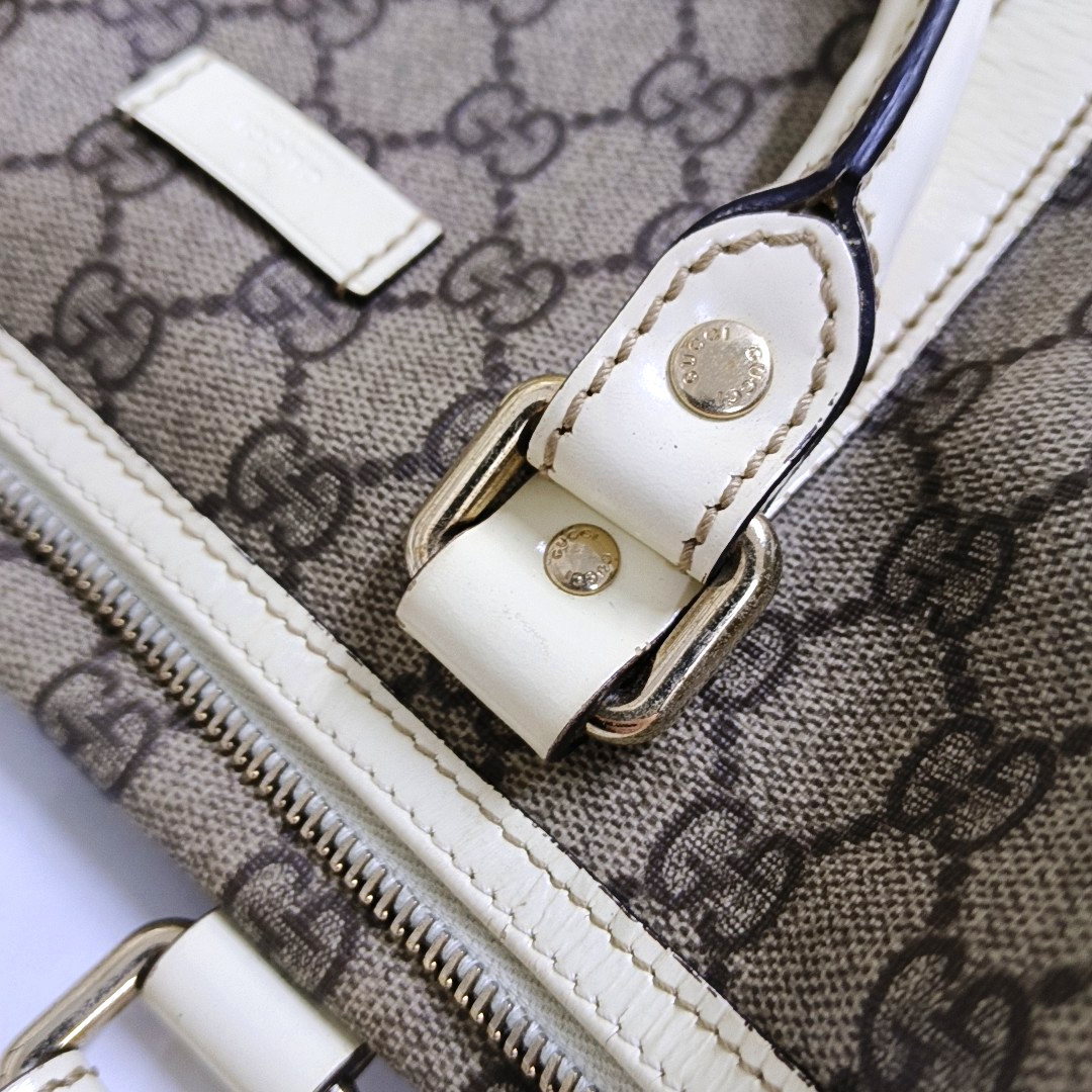 GUCCI Beige Coated Canvas Monogrammed Tote Bag Golden hardware-(SKU)-958959380