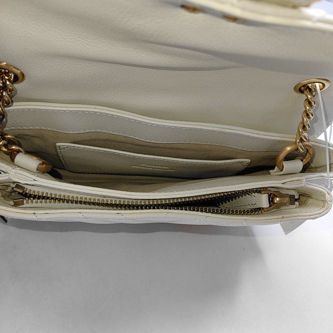 PINKO mini White Leather Quilted Stud Crossbody Bag, Single Shoulder Bag Golden Silver Hardware-(SKU)-944691063