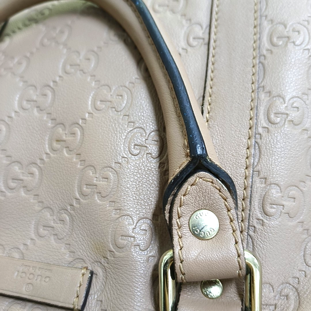 GUCCI Light Pink Cowhide Embossed Monogram Shoulder Bag Tote Bag Golden hardware Removable shoulder strap-(SKU)-947868328