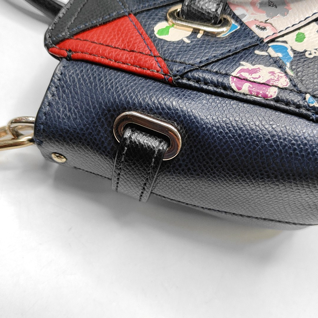 COACH SWAGGER Multicolor Leather Print Woven Crossbody Shoulder Bag Tote Golden hardware Removable shoulder strap-(SKU)-944220951