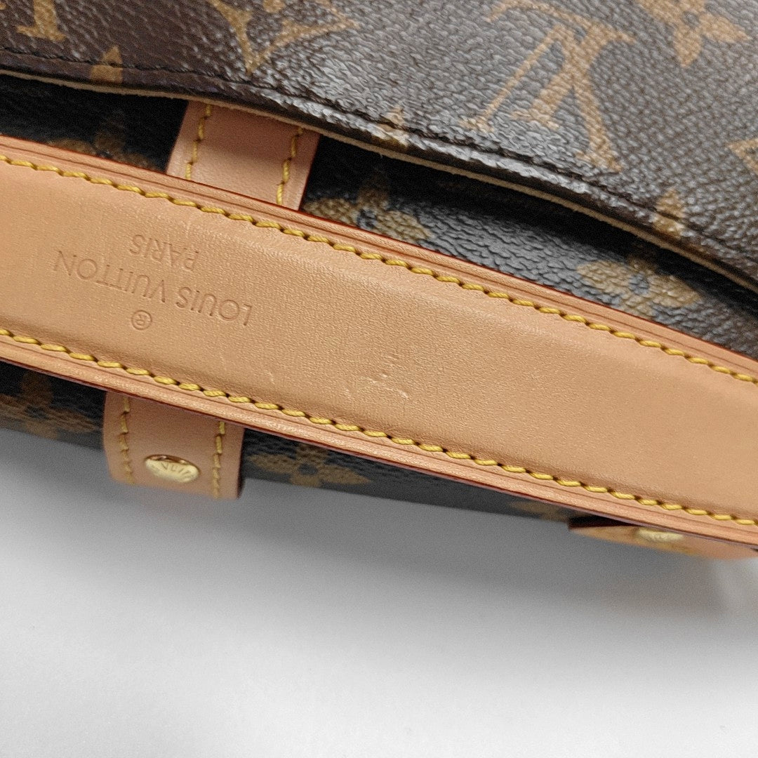LOUIS VUITTON SAUMUR BB Brown Coated Canvas Monogram Crossbody Shoulder Bag Tote Bag Convertible Strap with 2 Removable Straps-(SKU)-971159593