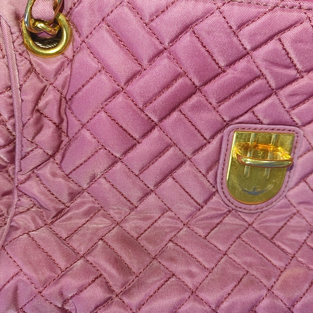 PRADA Pink Fabric Quilted Tassel Crossbody Bag Golden hardware-(SKU)-932708784