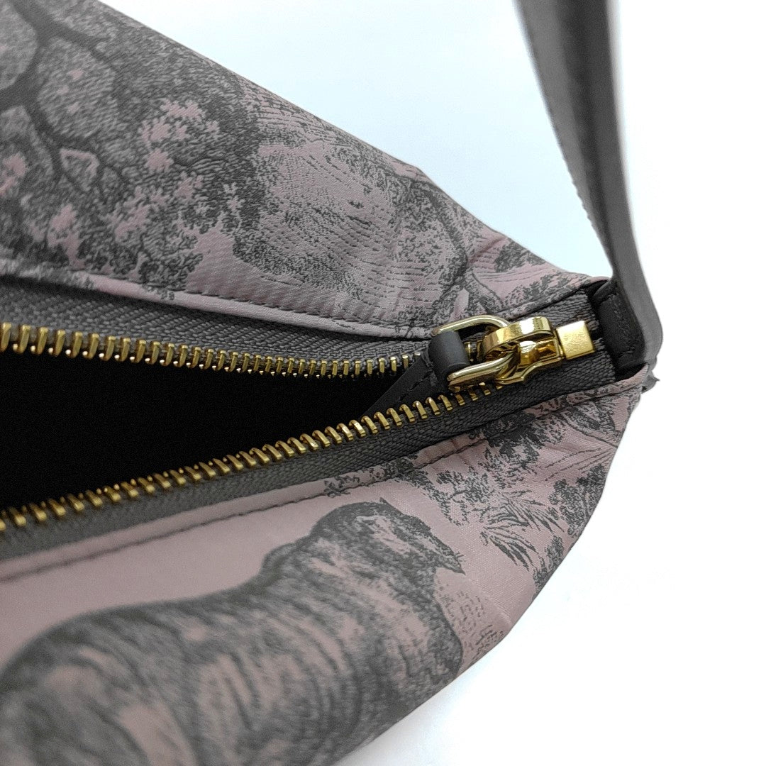 DIOR Diortravel Nomad Medium Pink Fabric Embroidered Bento Bag Handbag Shoulder Bag Silver Hardware-(SKU)-966617777
