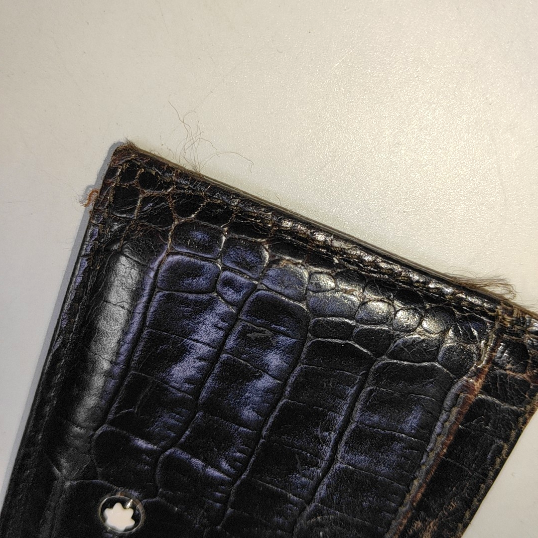 MONTBLANC Black Leather Textured Card Case Silver Hardware-(SKU)-938883863