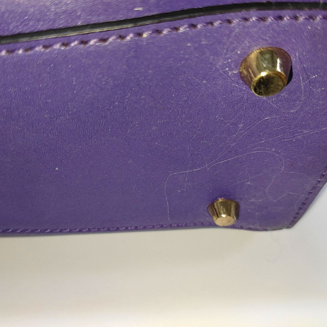 MCM Purple Leather Single Shoulder Bag Handbag Crossbody Bag Golden hardware Removable shoulder strap-(SKU)-14183353