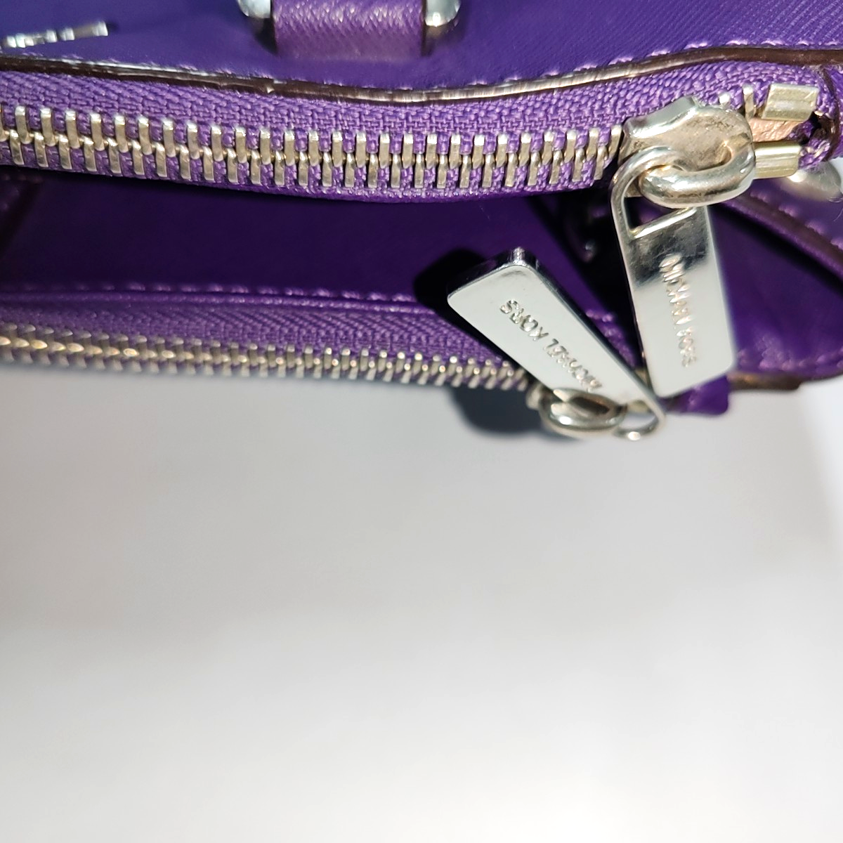 MICHAEL KORS Small size Purple Leather Textured Studs Single Shoulder Bag Handbag Crossbody Silver Hardware Removable shoulder strap-(SKU)-930756966