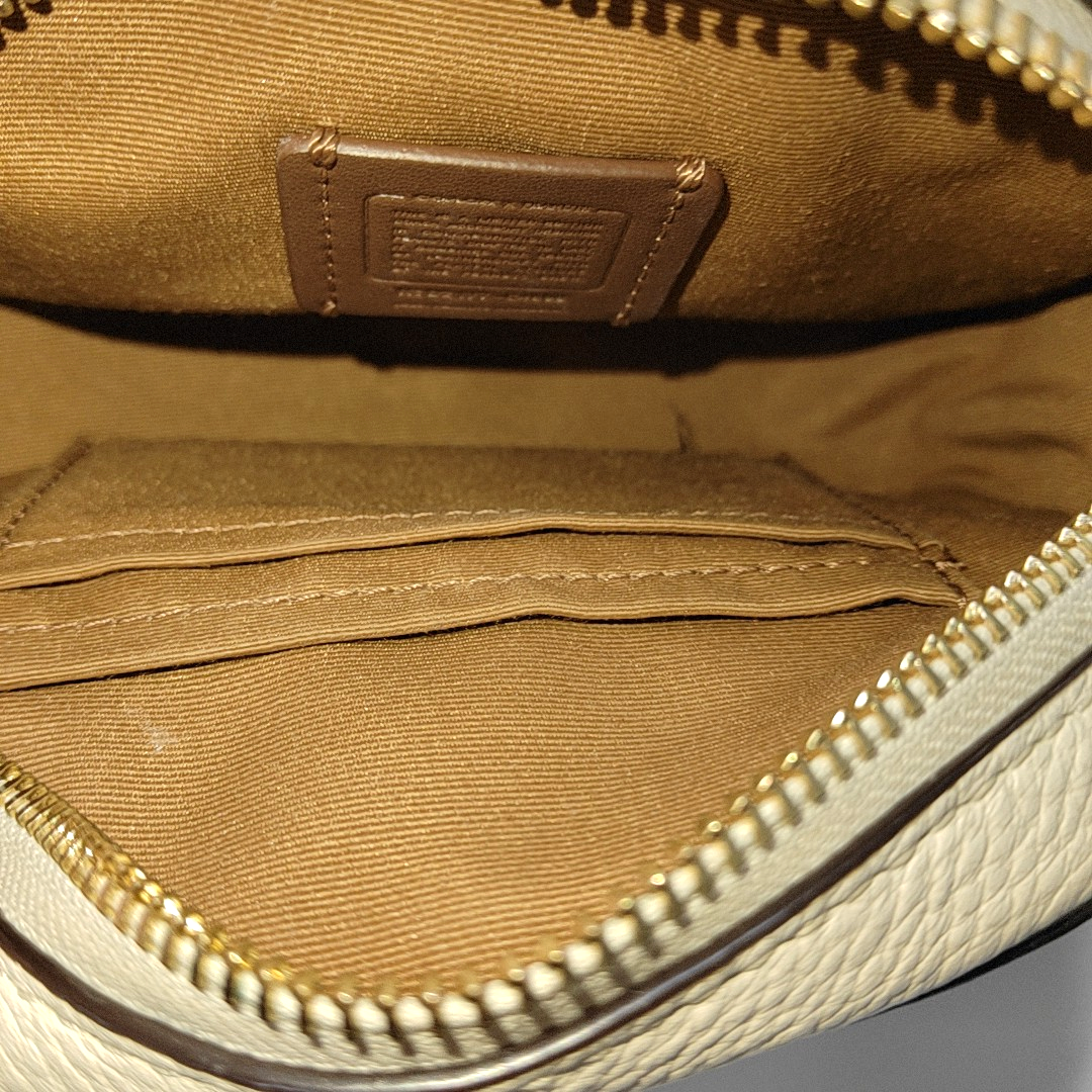 COACH White Leather Printed Single Shoulder Bag Crossbody Golden hardware Removable shoulder strap-(SKU)-933824945