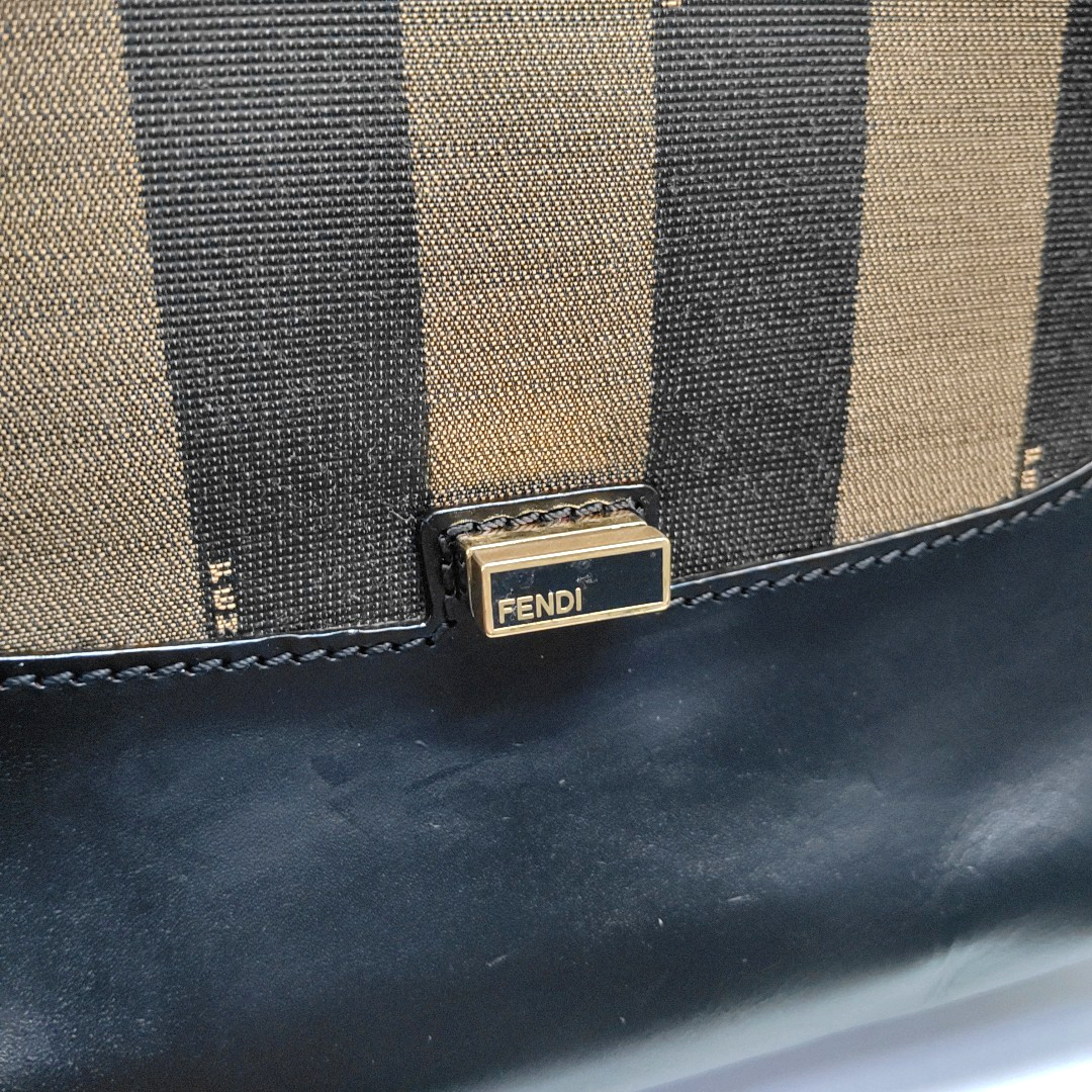 FENDI Silvana Black Leather Single Shoulder Bag Crossbody Bag Handbag Golden Silver Hardware Removable shoulder strap-(SKU)-946084214