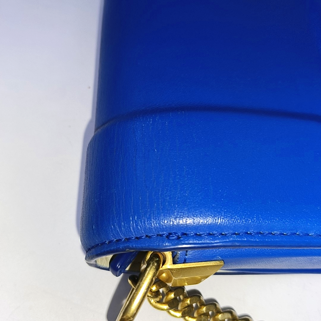 MCM Blue Leather Single Shoulder Bag Handbag Crossbody Bag Golden hardware-(SKU)-940042210