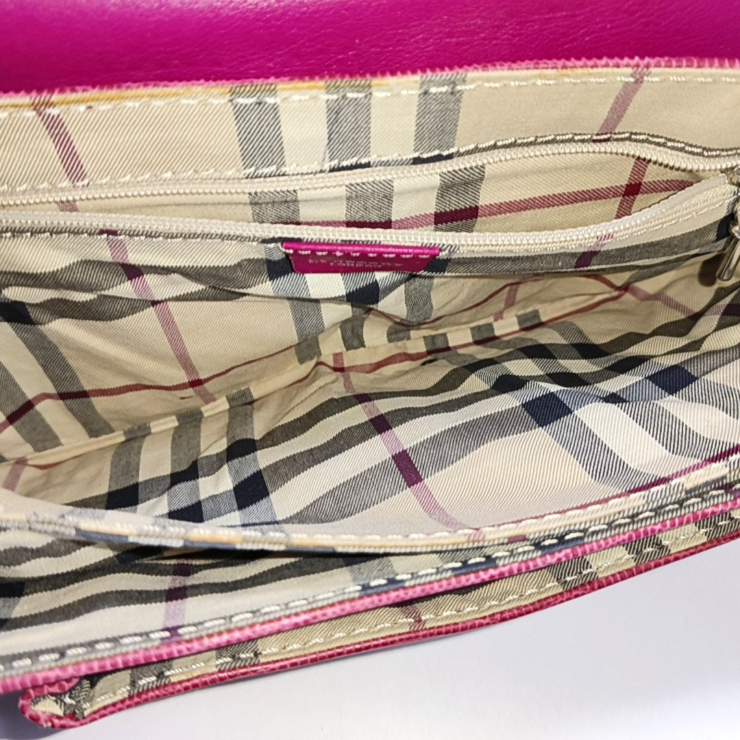 BURBERRY Red Cowhide Embossed Shoulder Bag Tote Silver Hardware-(SKU)-928563763