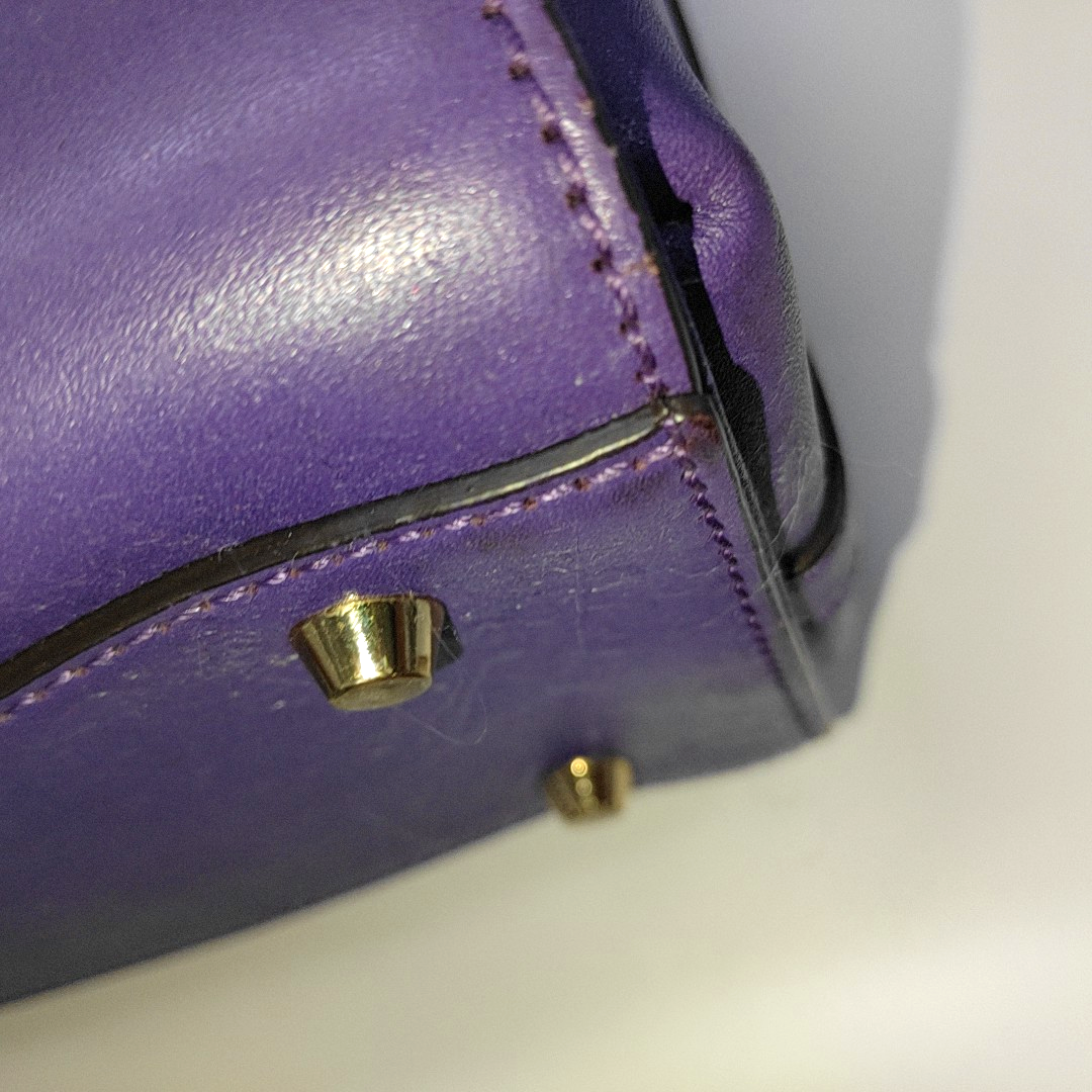 MCM Purple Leather Single Shoulder Bag Handbag Crossbody Bag Golden hardware Removable shoulder strap-(SKU)-14183353