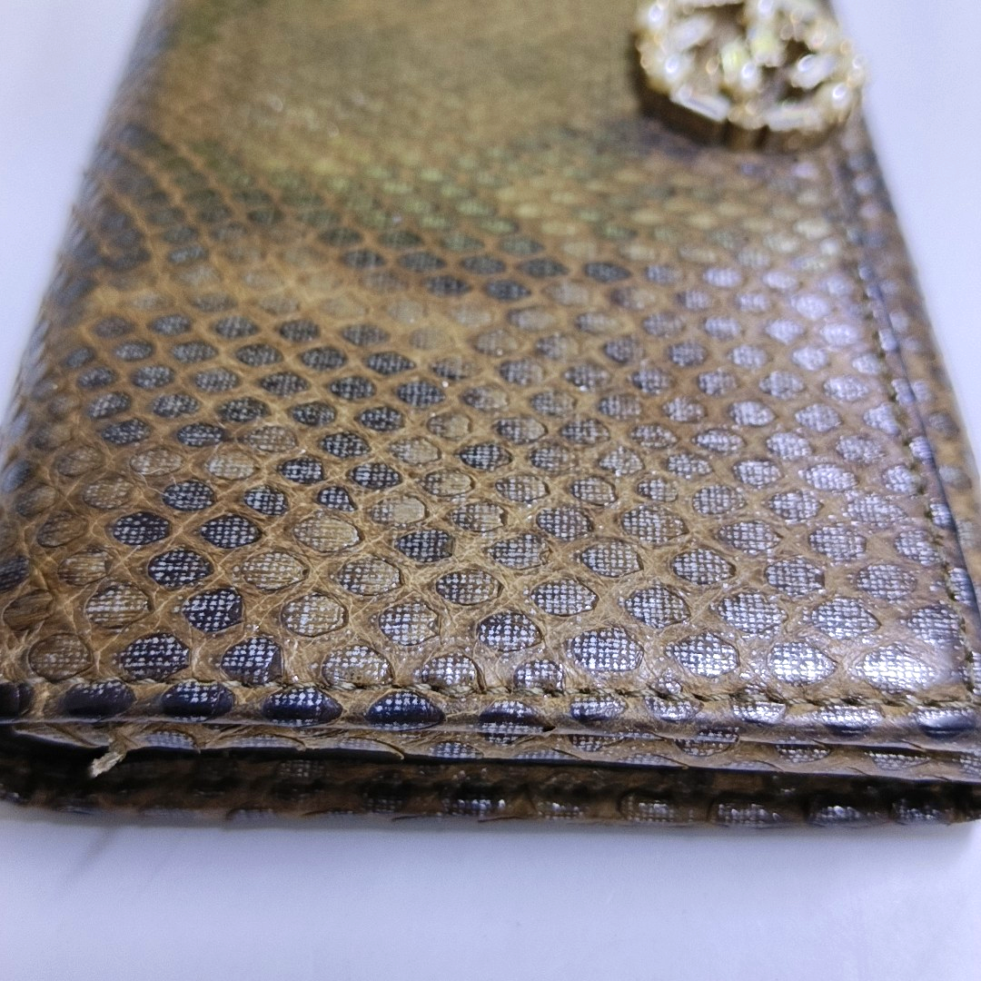 GUCCI Queen Margaret Brown Snake Leather Embossed Wallet Golden hardware-(SKU)-958381527
