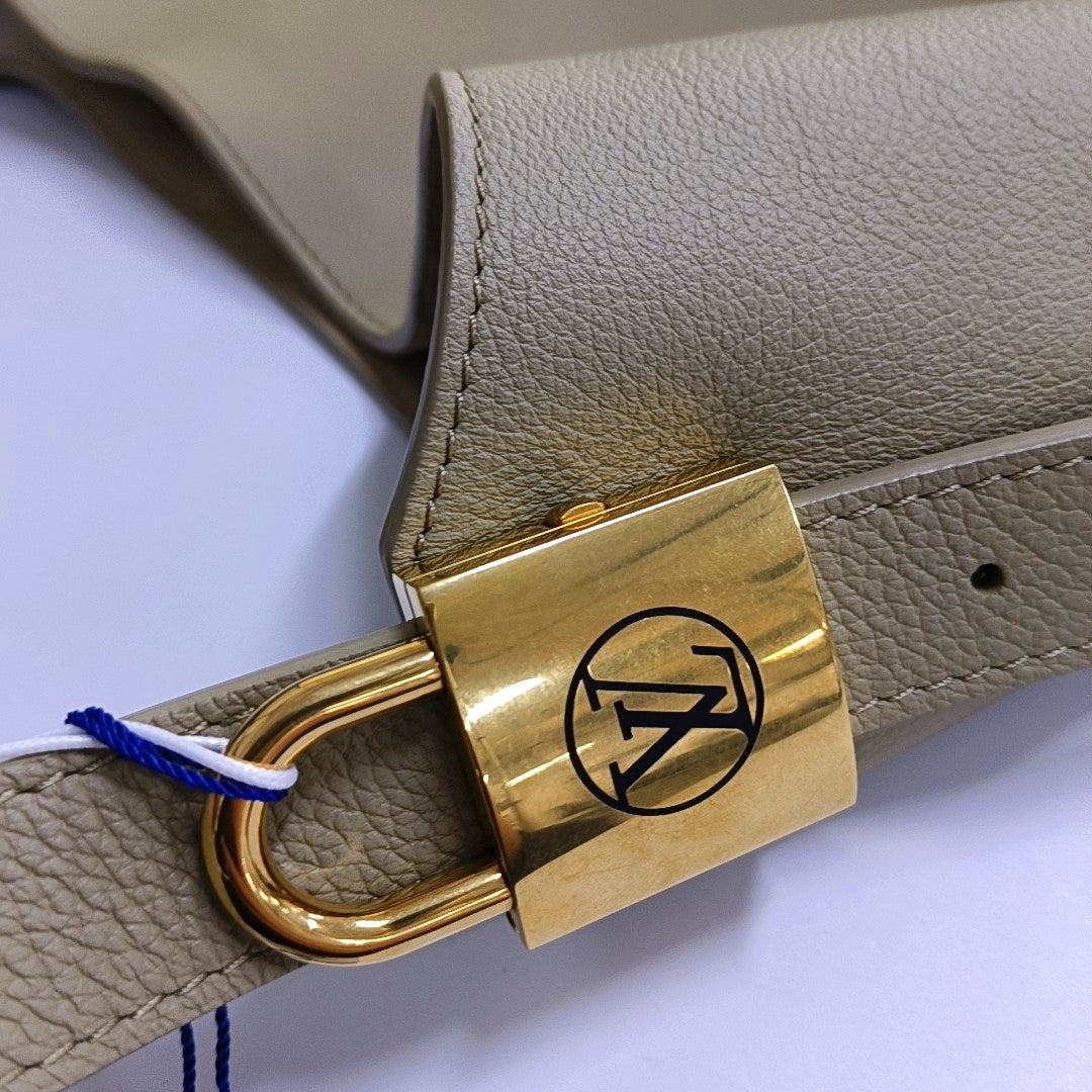 LOUIS VUITTON LOW KEY HOBO Medium Size Greenish Grey Calfskin Monogram Shoulder Bag, Handbag with Detachable Strap-(SKU)-966606063