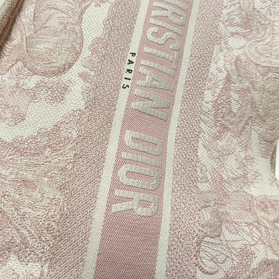 DIOR Book Tote Medium Pink Canvas Embroidered Handbag-(SKU)-970739916