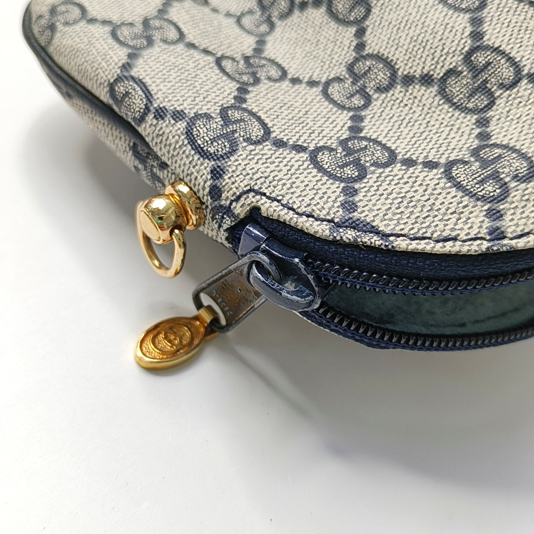 GUCCI Grey Coated Canvas Monogrammed Clutch Blue hardware-(SKU)-948490565