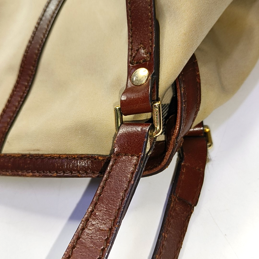BURBERRY CanterburyMedium Khaki Canvas No Shoulder Bag-(SKU)-936730743