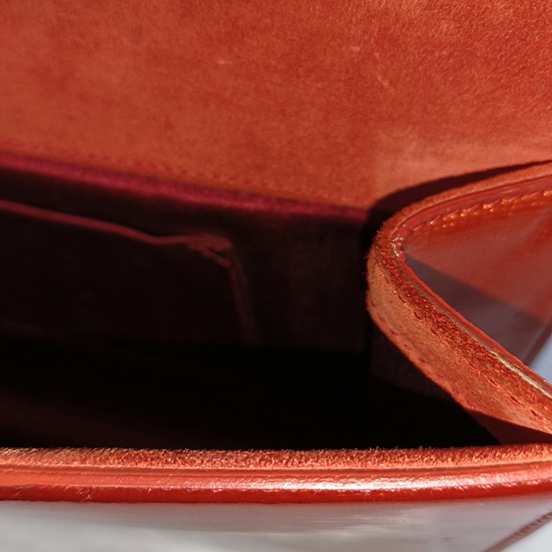 YSL BELLE JOUR Orange Leather Embossed Clutch Silver Hardware-(SKU)-13794790