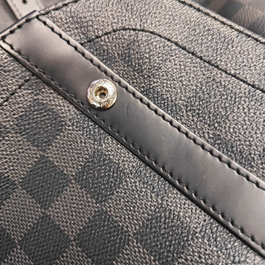 LOUIS VUITTON CHRISTOPHER Medium Grey Coated Canvas Checkerboard Backpack Tote Bag with Silver Hardware-(SKU)-969278949