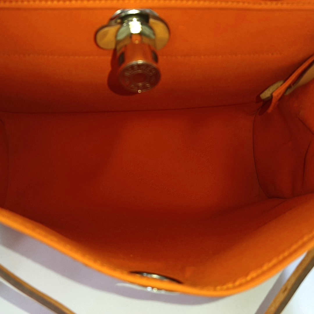 HERMÈS Herbag 31 Orange Canvas Tote Shoulder Bag with Silver Hardware-(SKU)-958901332