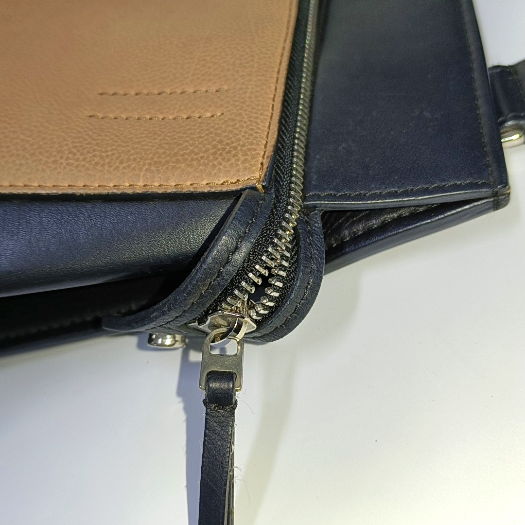 CELINE EDGE Contrast Color Cowhide Tote Bag Silver Hardware-(SKU)-946473124