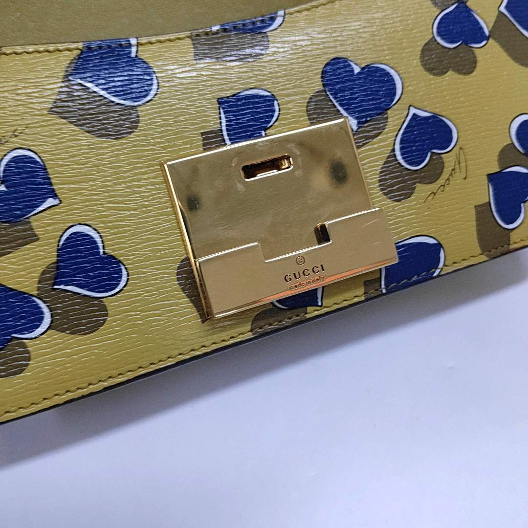 GUCCI Yellow Leather Printed Wallet Golden hardware-(SKU)-959900528