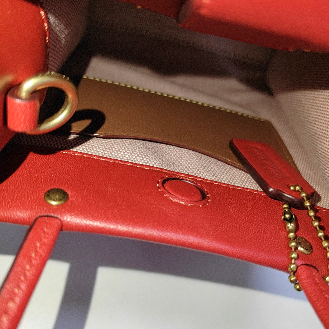 COACH CASHIN mini Red Leather Single Shoulder Bag Crossbody Bag Handbag Golden hardware Removable shoulder strap-(SKU)-950892383