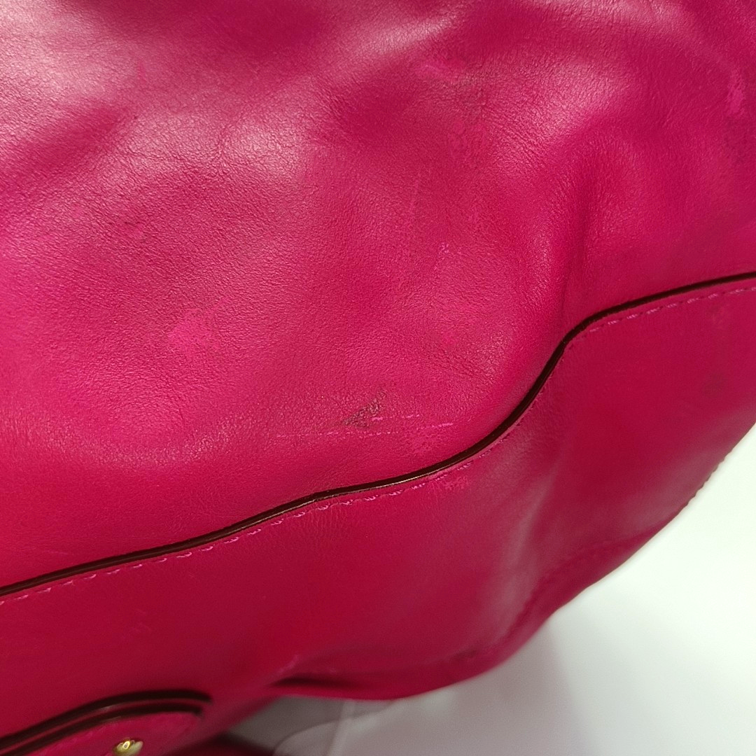 COACH Colette Fuchsia Leather Shoulder Tote Crossbody Bag Golden hardware Removable shoulder strap-(SKU)-931965984