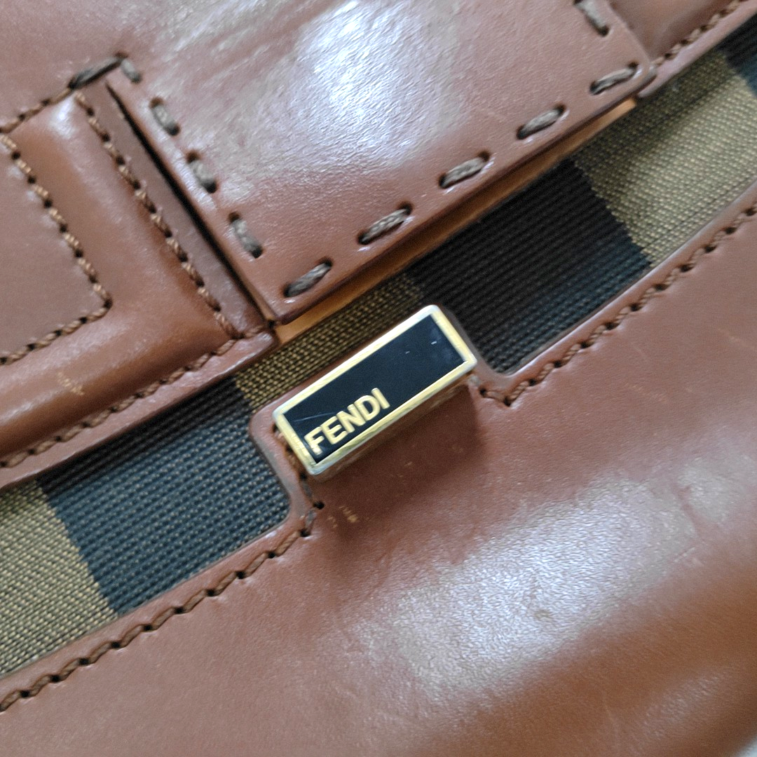 FENDI Silvana Brown cowhide crossbody bag, handbag, shoulder bag Golden hardware Removable shoulder strap-(SKU)-956716249