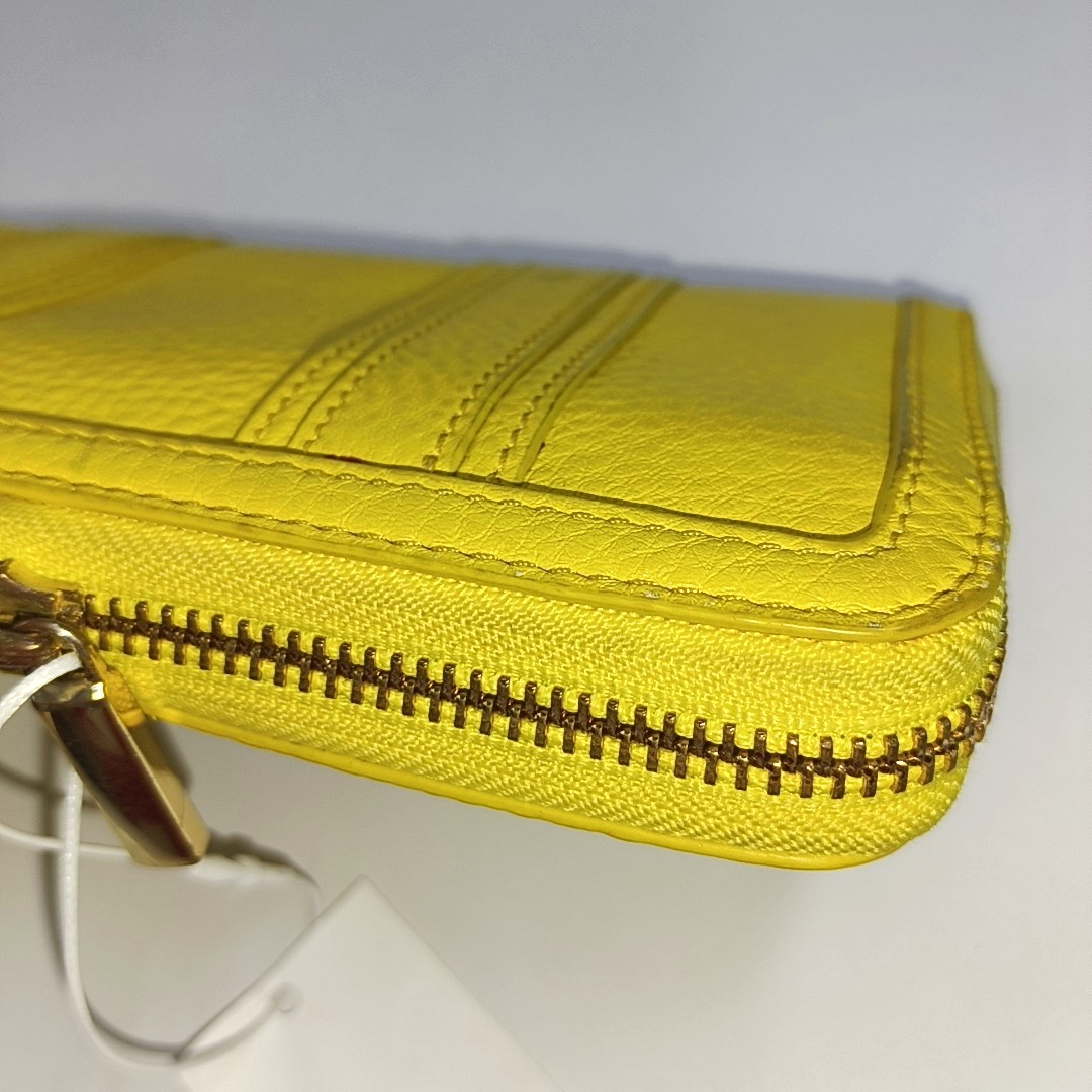 TORY BURCH Walker Yellow Leather Wallet Golden hardware-(SKU)-942221638