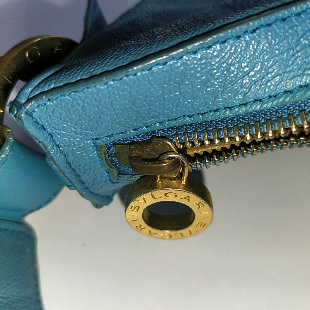 BVLGARI Light Blue Cowhide Single Shoulder Bag Golden hardware-(SKU)-935263487