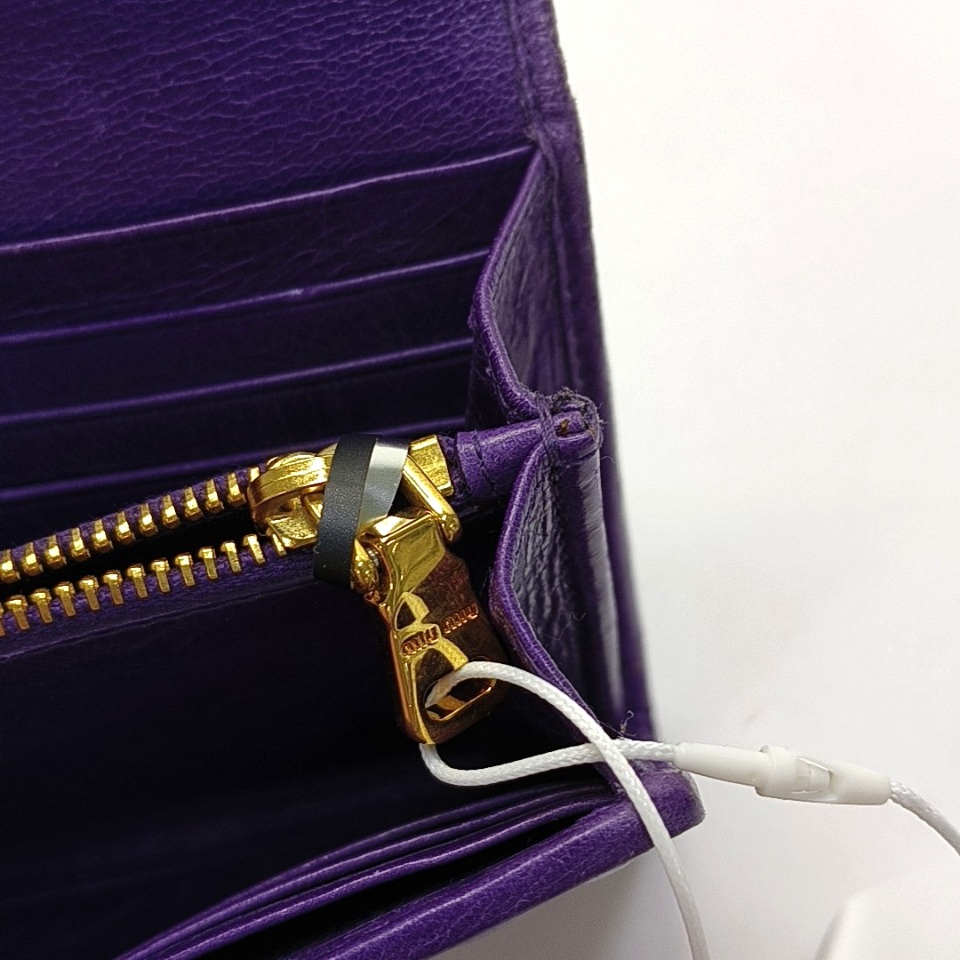 Miu Miu Purple Calf Leather Quilted Wallet Golden hardware Sub-bag-(SKU)-960261981