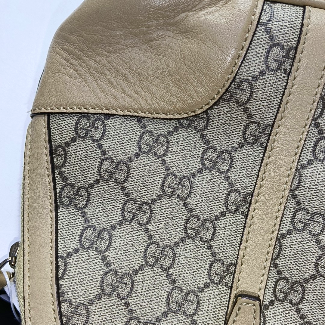 GUCCI Small size Khaki Coated Canvas Monogrammed Single Shoulder Bag Tote Golden hardware Removable shoulder strap-(SKU)-942536212