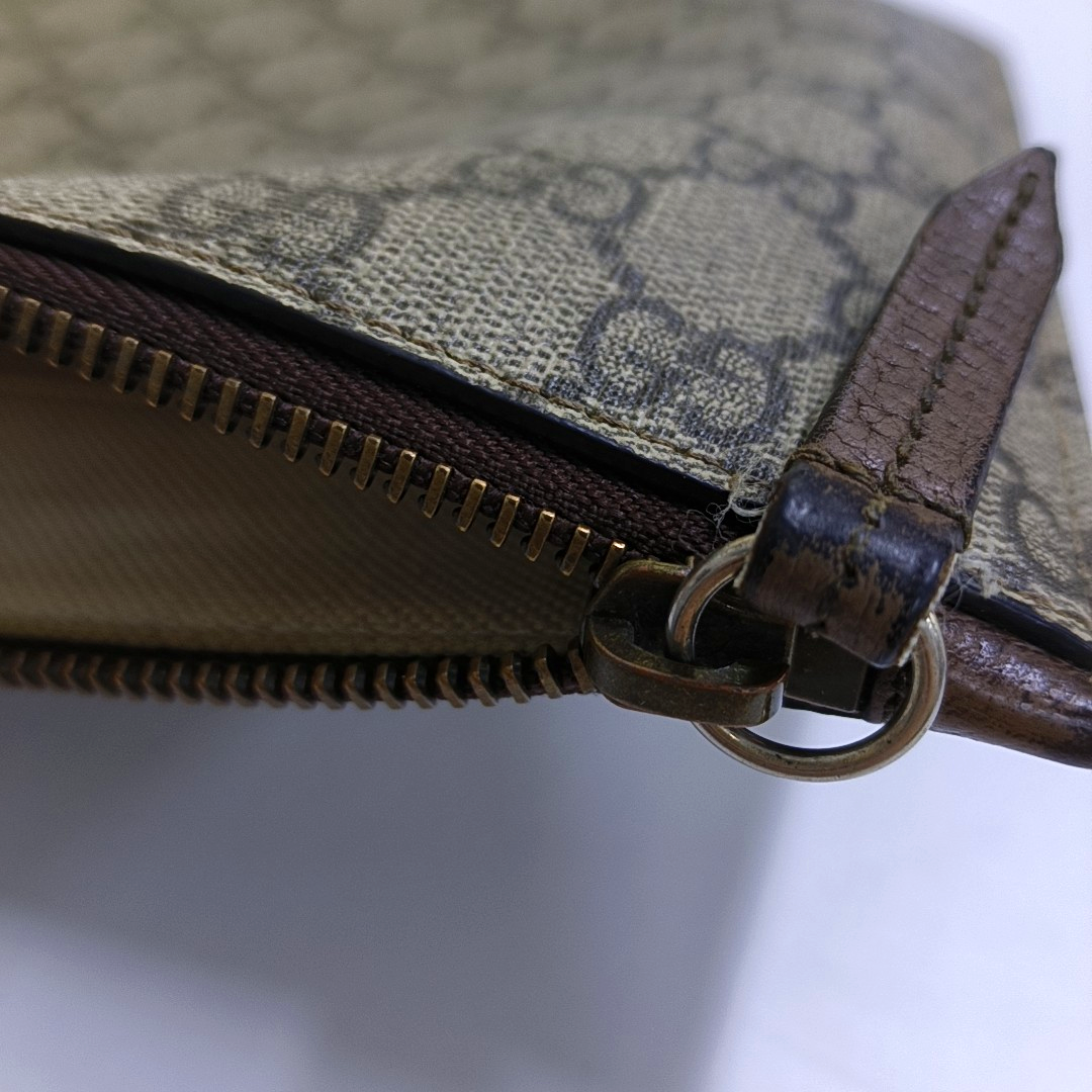 GUCCI Neo Vintage Khaki Coated Canvas Monogram Tiger Head Bag Clutch Golden hardware-(SKU)-946504003