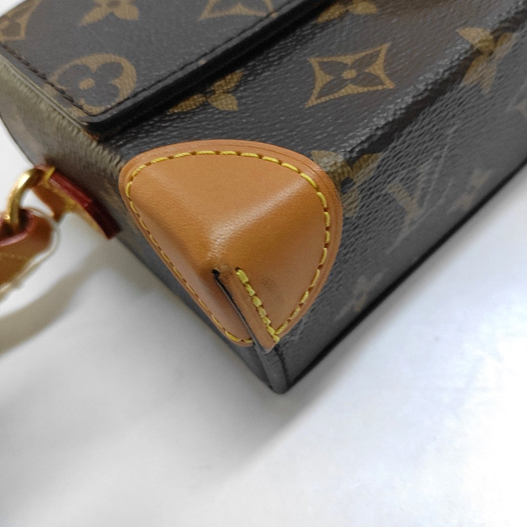 LOUIS VUITTON STEAMER Mini Deep Brown Coated Canvas Monogram Crossbody Shoulder Bag with Golden Hardware-(SKU)-968395266