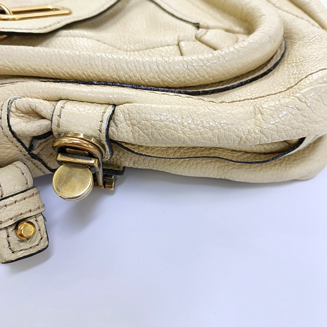 Chloé Paraty Medium size Beige Leather Single Shoulder Bag Golden hardware Removable shoulder strap-(SKU)-960652905