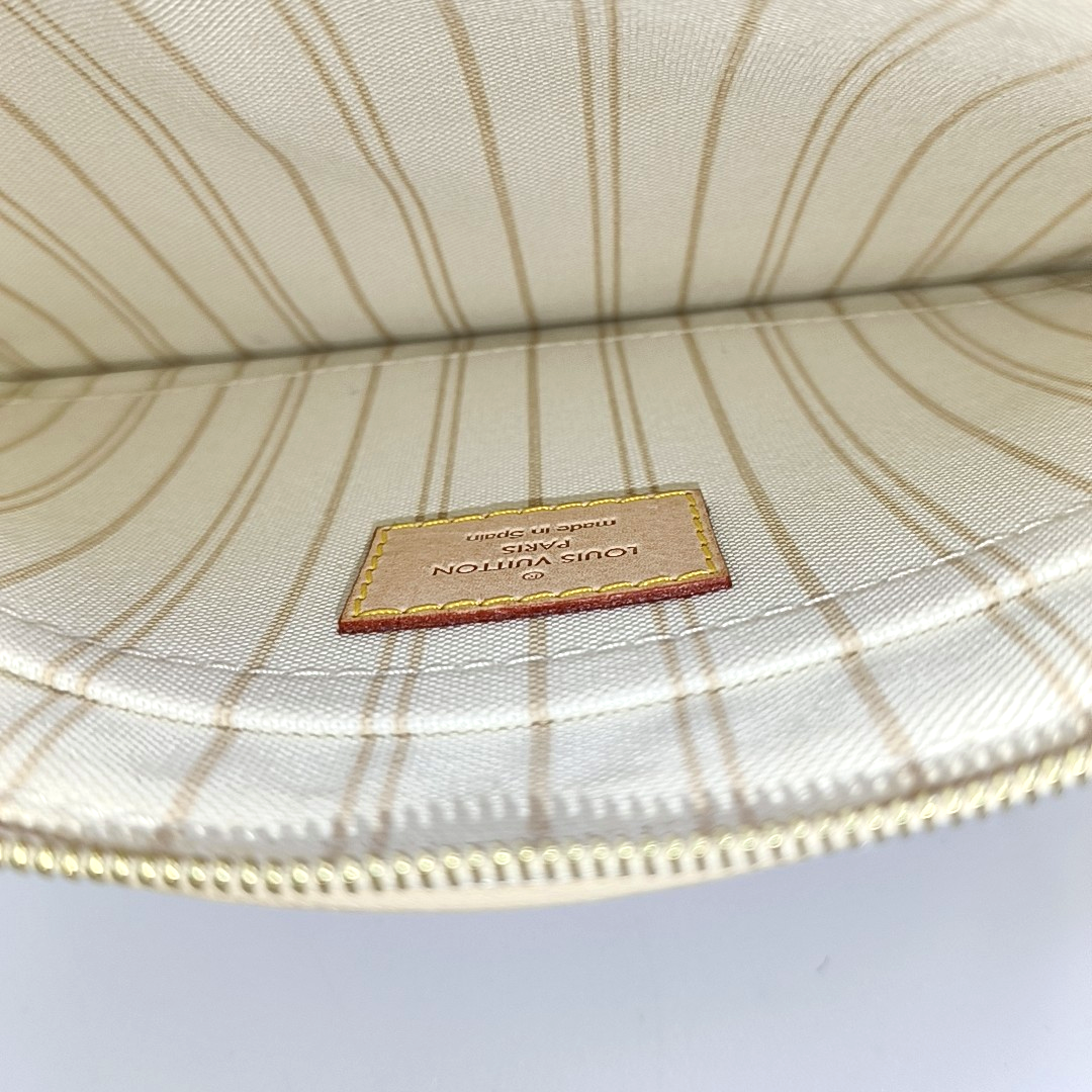 LOUIS VUITTON NEVERFULL Large size White Coated Canvas Checkered Shopping Bag Handbag Golden hardware-(SKU)-955820741