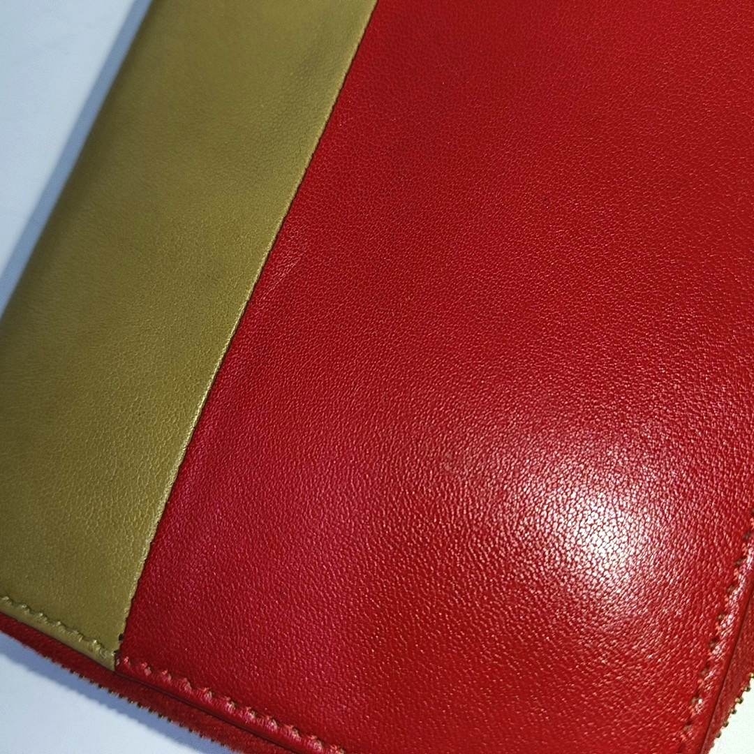 CELINE SOLO Red Leather Wallet Golden hardware-(SKU)-935679430