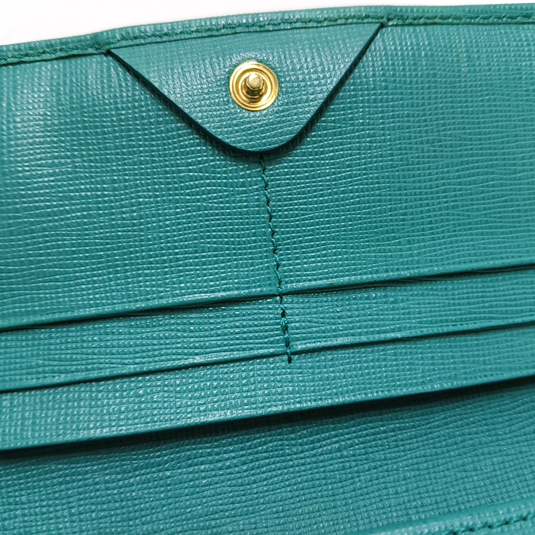 FENDI Blue Green Leather Wallet Golden hardware-(SKU)-958576220