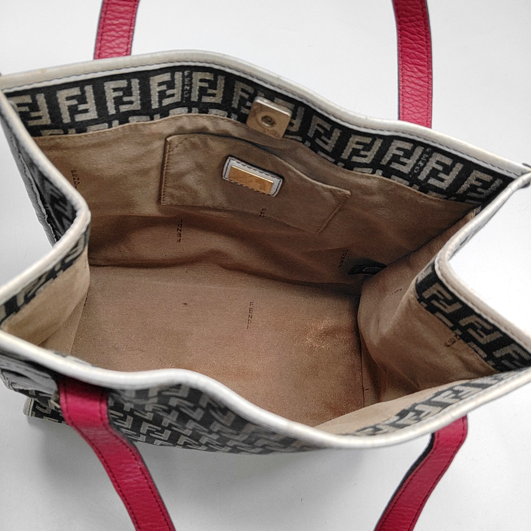 FENDI Tote bag 深棕色帆布双F提花Handheld包 Golden hardware-(SKU)-944134607