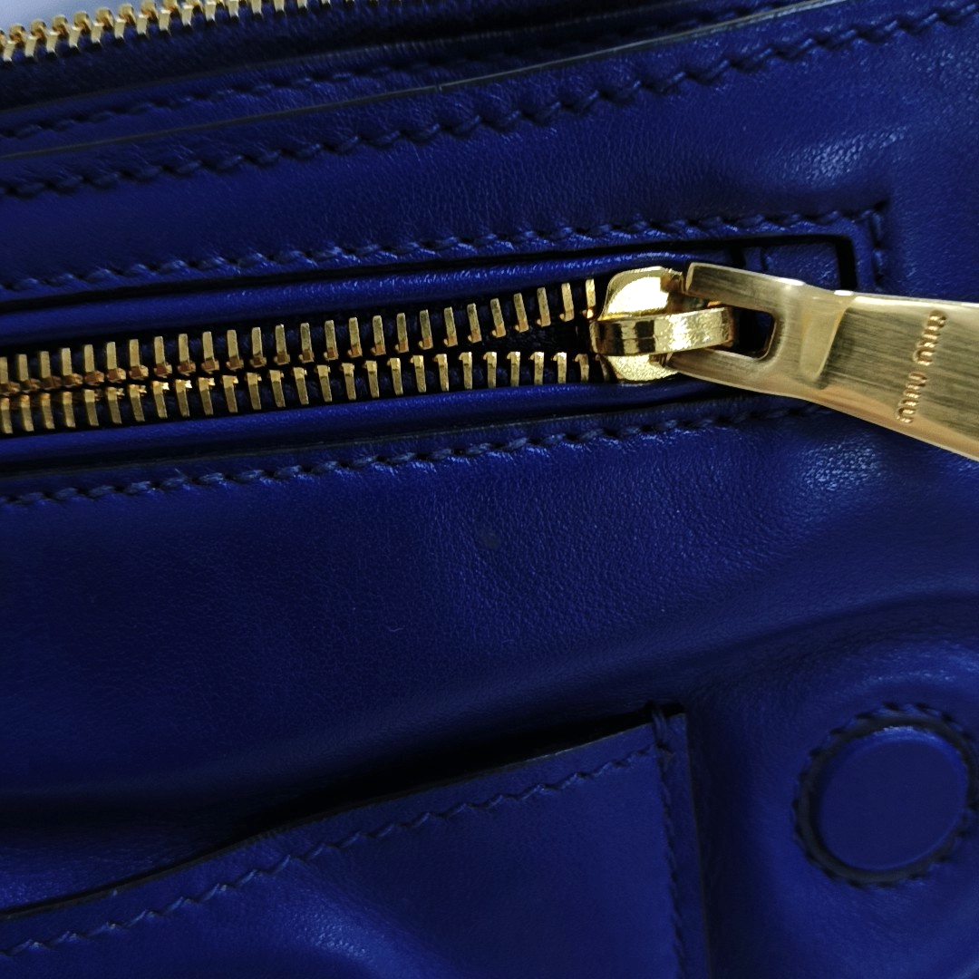 Miu Miu Blue cowhide crossbody, handbag, shoulder bag Golden hardware Removable shoulder strap-(SKU)-947569134