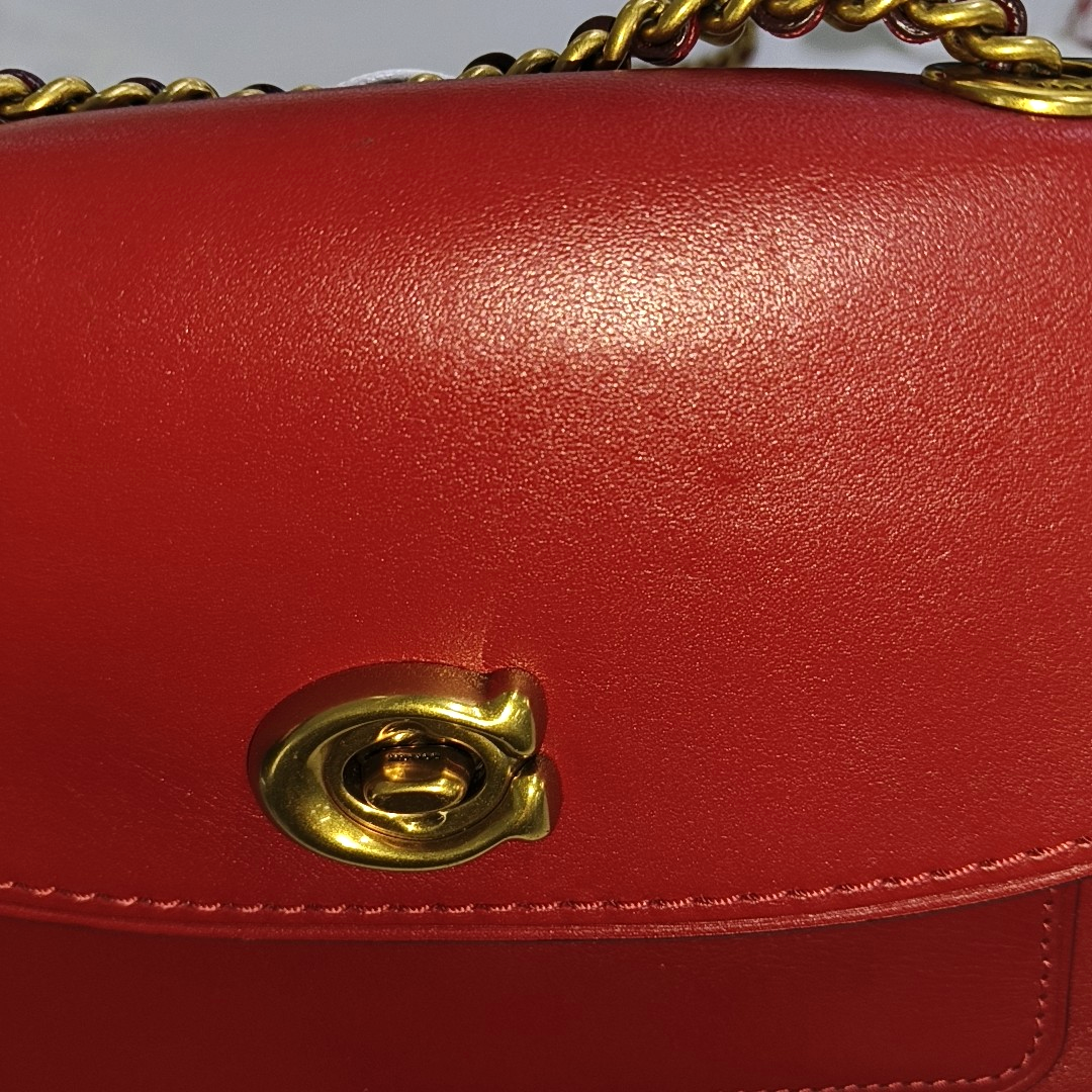 COACH MADISON 18 Red Cowhide Crossbody Single Shoulder Bag Golden hardware-(SKU)-940523724