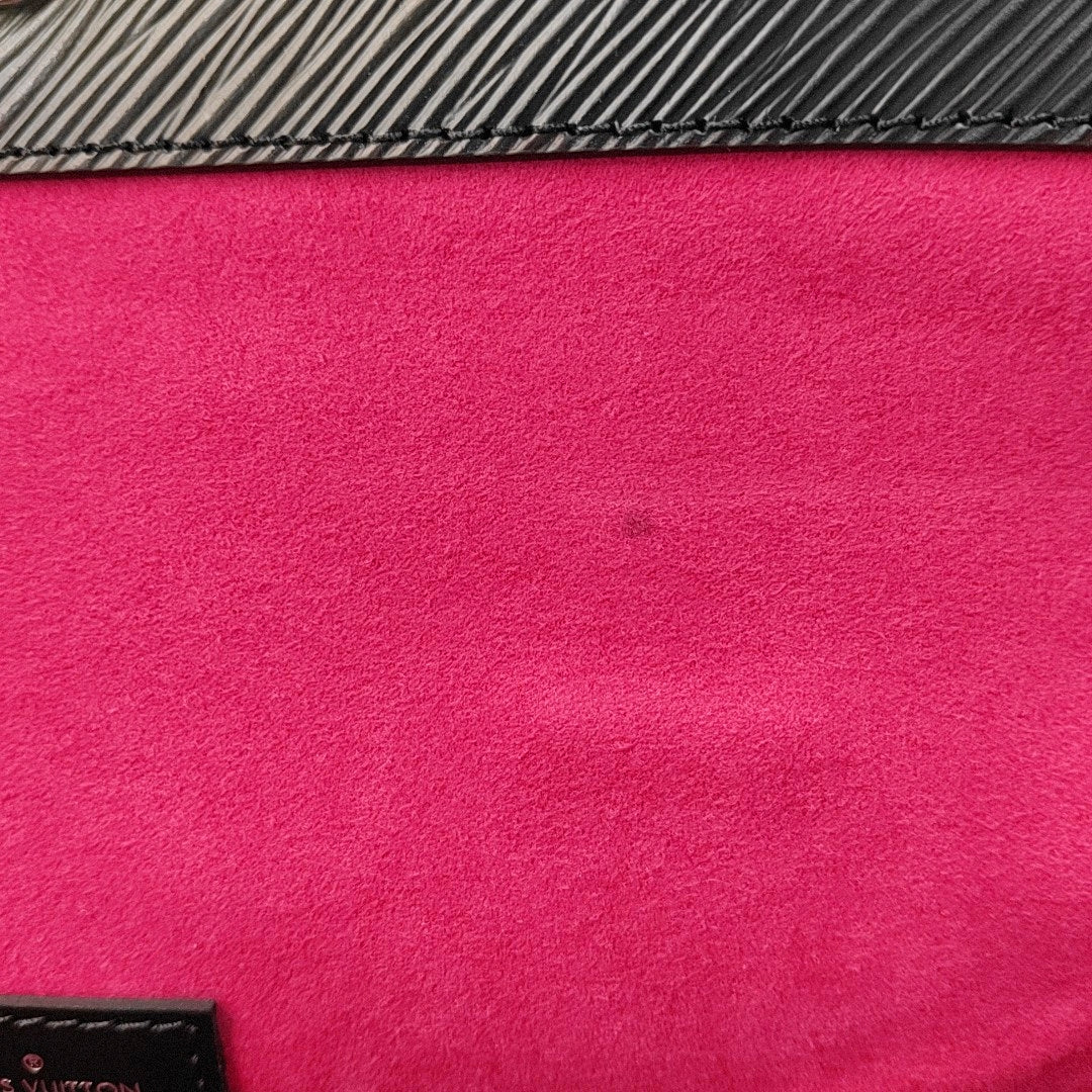 LOUIS VUITTON CLUNY BB Black EPI Calfskin Water Ripple Pattern Shoulder Bag Tote Bag Crossbody Bag Silver Hardware Removable Strap Included Accessories Complete-(SKU)-968507164