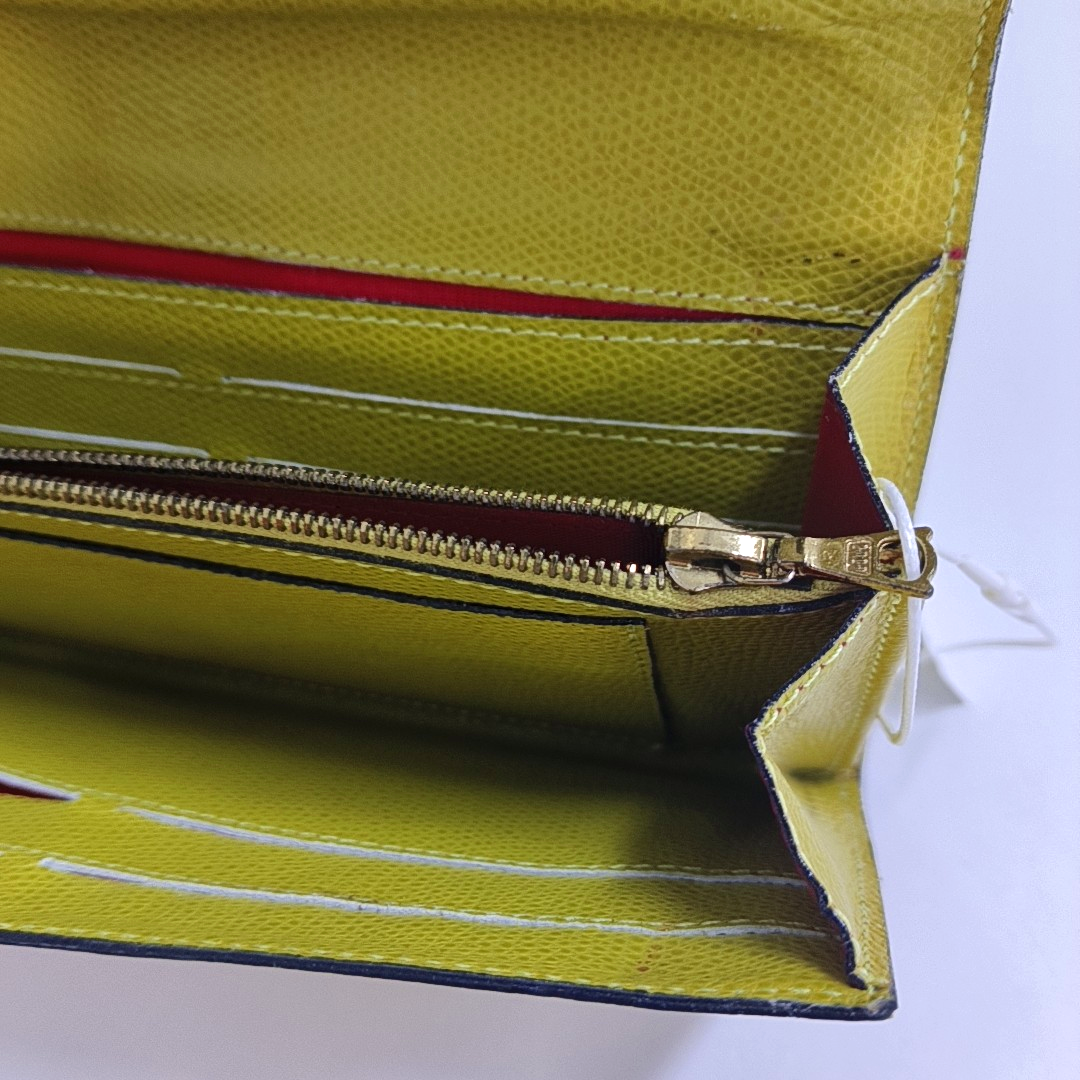 CELINE Yellow Cow Leather Embossed Wallet Golden hardware-(SKU)-944838717