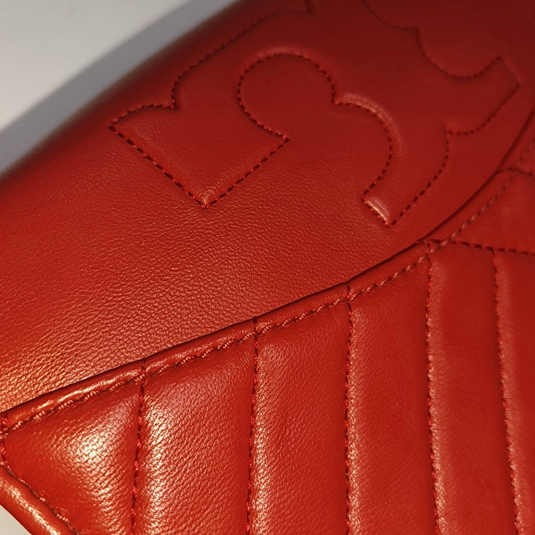 TORY BURCH Fleming Small size Red Cowhide Quilted Shoulder Bag Crossbody Golden hardware Removable shoulder strap-(SKU)-14425470