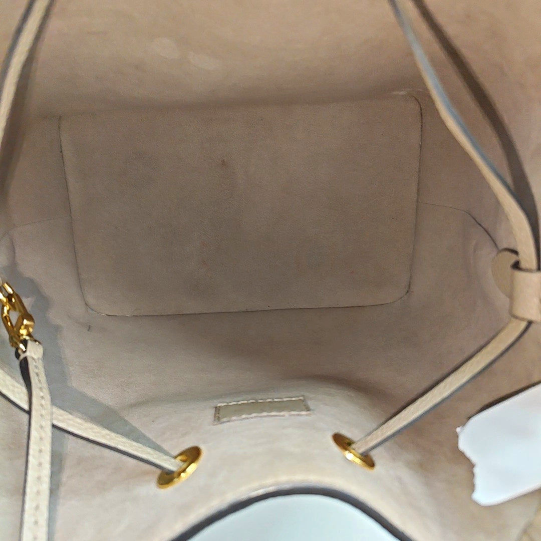 LOUIS VUITTON NÉONOÉ Medium Grey Calfskin Monogram Embossed Bucket Bag Shoulder Bag Tote Bag Crossbody Bag Gold Hardware 2 Removable Straps Pockets Included-(SKU)-969940644
