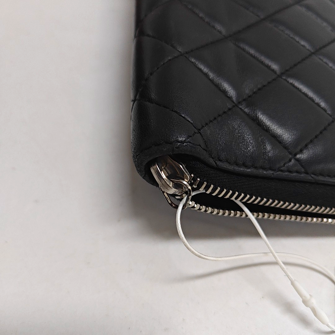 CHANEL Black sheepskin diamond quilted handbag Silver Hardware 15nan-(SKU)-949359055