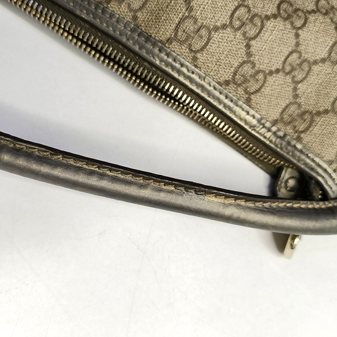 GUCCI Bardot Medium size Beige Coated Canvas Monogram Single Shoulder Bag Handbag Golden hardware-(SKU)-960390668