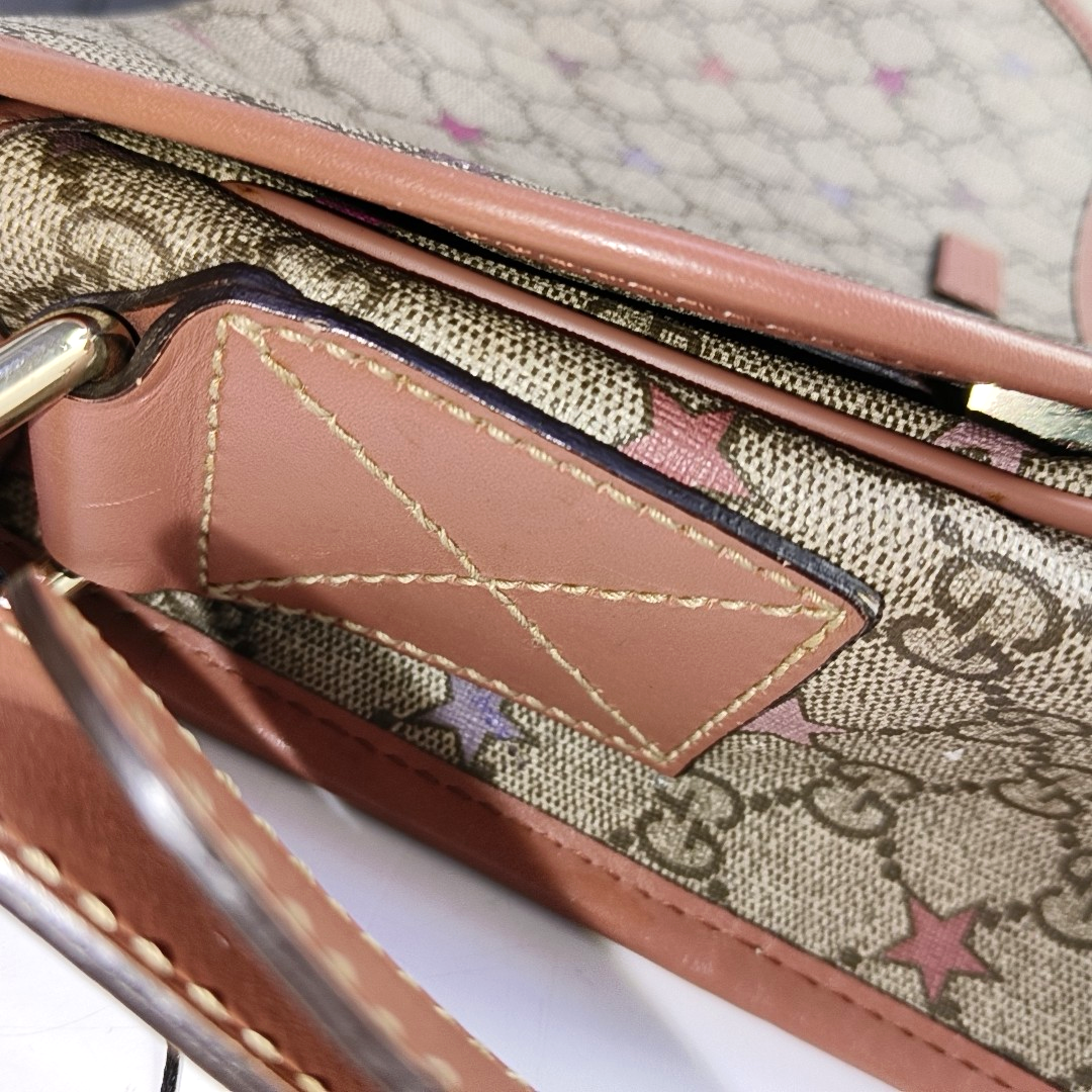 GUCCI Multicolor Coated Canvas Vintage Print Single Shoulder Bag Crossbody Bag Golden hardware-(SKU)-953527421